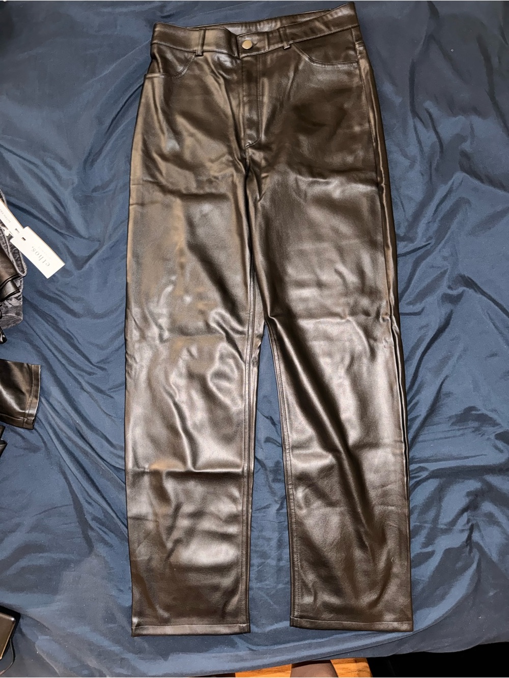 Dynamite Black Faux Leather Straight-Leg Pants